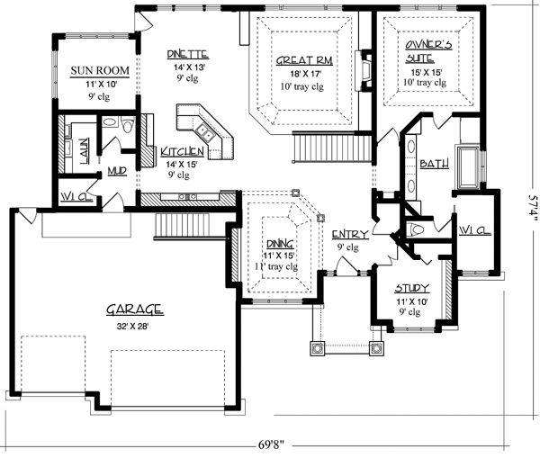 European One-Story Level One of Plan 57459