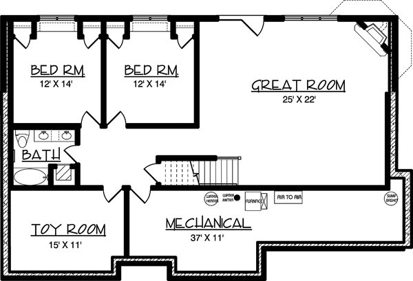 European One-Story Lower Level of Plan 57460