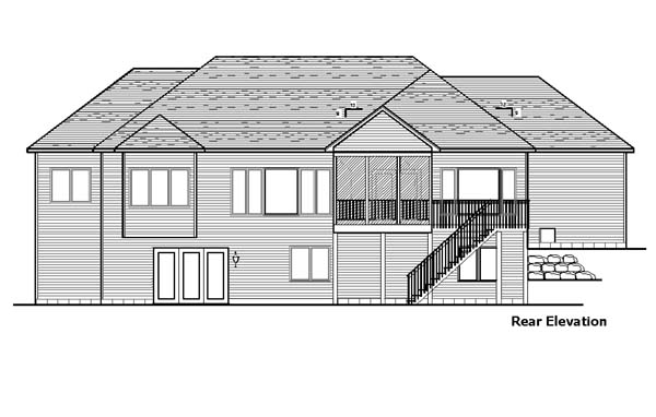 European, One-Story House Plan 57461 with 1 Beds, 3 Baths, 3 Car Garage Rear Elevation