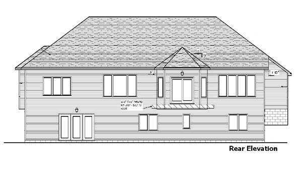 Bungalow Craftsman One-Story Rear Elevation of Plan 57462