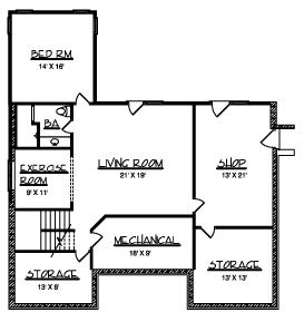 One-Story Lower Level of Plan 57463