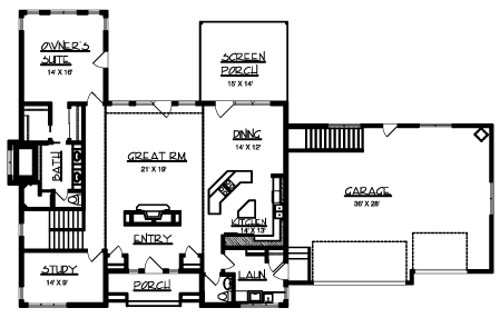 One-Story Level One of Plan 57463