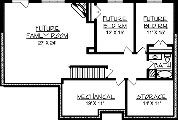 European One-Story Lower Level of Plan 57464