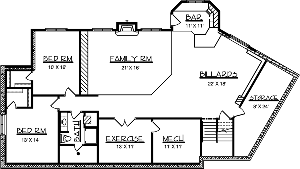 European One-Story Lower Level of Plan 57465