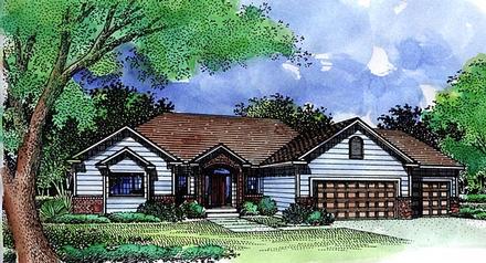 Country One-Story Ranch Elevation of Plan 57474