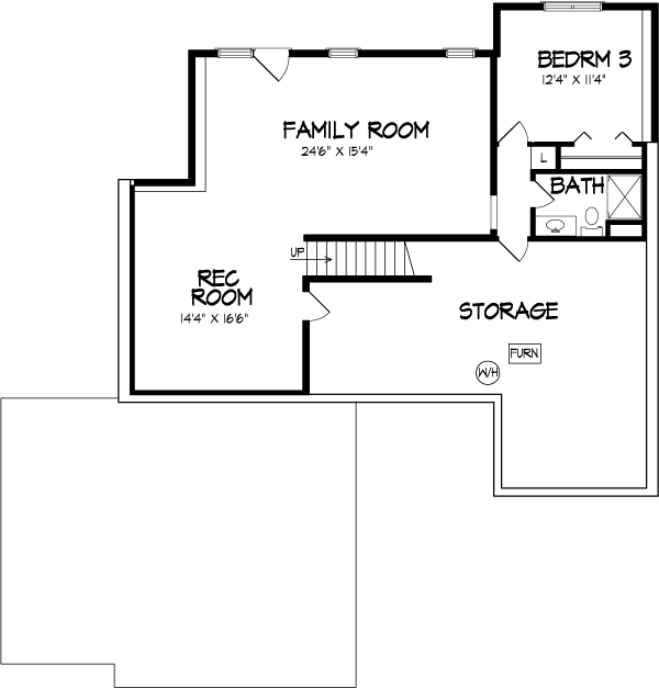 One-Story Ranch Lower Level of Plan 57476