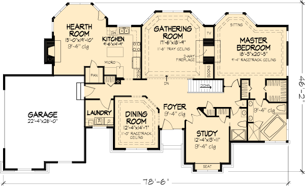 European One-Story Level One of Plan 57478