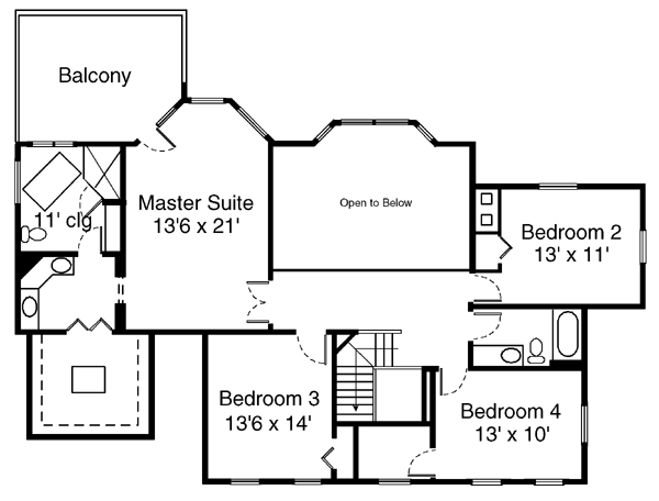 Country Farmhouse Level Two of Plan 57481