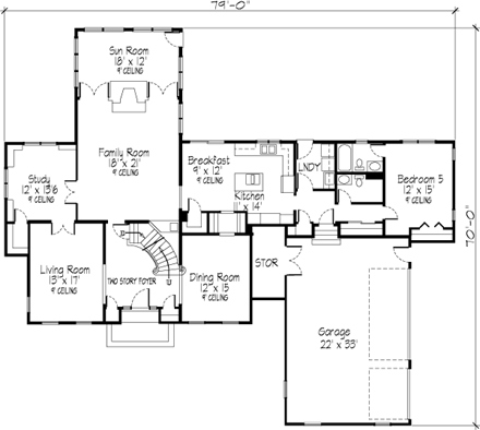 House Plan 57482 First Level Plan