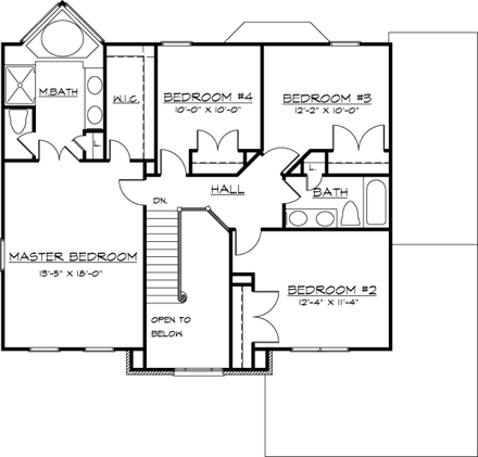 House Plan 57484 Second Level Plan