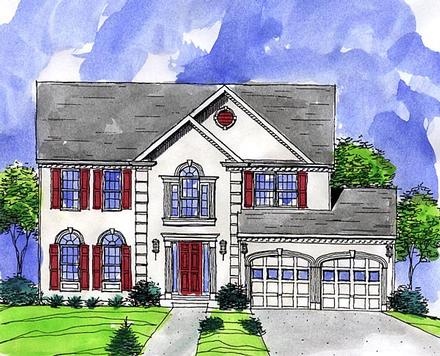 Colonial European Elevation of Plan 57484