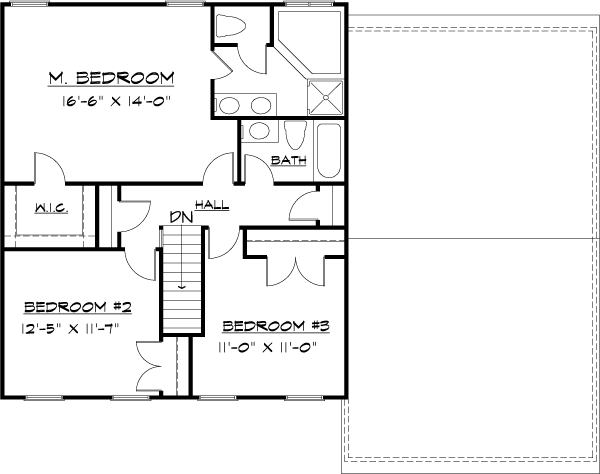Colonial Country Farmhouse Level Two of Plan 57488