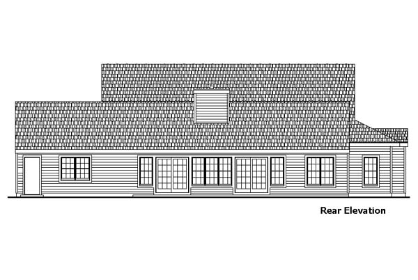 Country One-Story Ranch Rear Elevation of Plan 57491