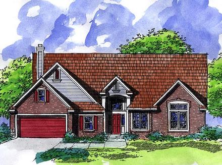 Country One-Story Ranch Elevation of Plan 57499