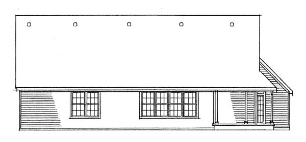 Country One-Story Ranch Rear Elevation of Plan 57499