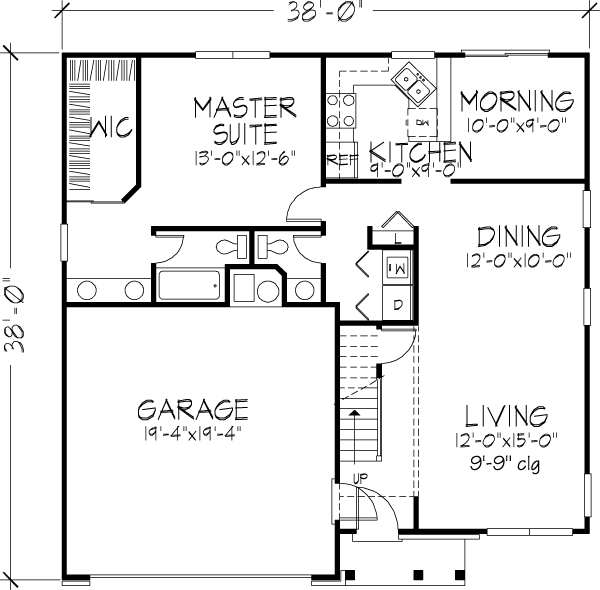 Country Narrow Lot Ranch Level One of Plan 57501