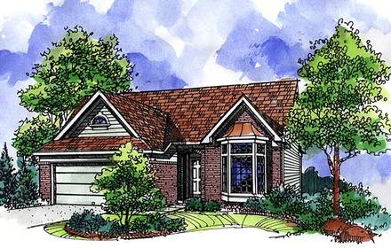 Country Narrow Lot One-Story Ranch Elevation of Plan 57505