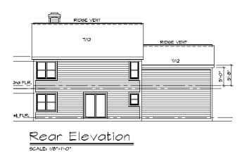 Southern Rear Elevation of Plan 57519