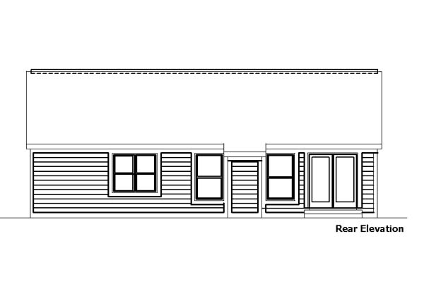 One-Story Ranch Rear Elevation of Plan 57520