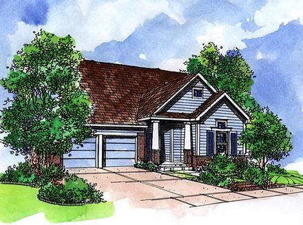 Bungalow Craftsman Narrow Lot One-Story Elevation of Plan 57521