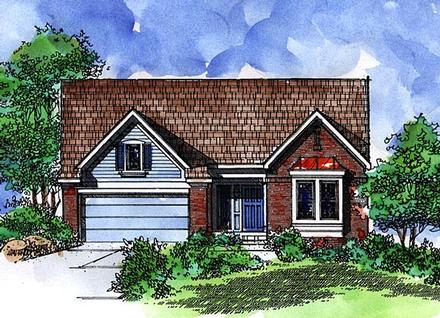 Country One-Story Ranch Elevation of Plan 57523