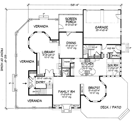 House Plan 57524 First Level Plan