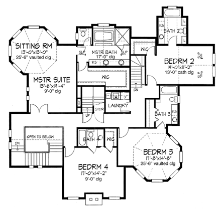 House Plan 57524 Second Level Plan