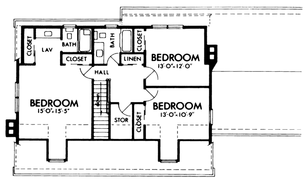 Cape Cod Colonial Level Two of Plan 57525