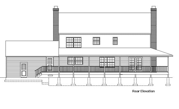 Country Farmhouse Rear Elevation of Plan 57529