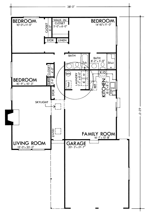 Narrow Lot One-Story Ranch Level One of Plan 57530