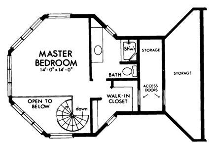 House Plan 57549 Second Level Plan