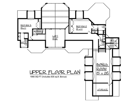 House Plan 57550 Second Level Plan