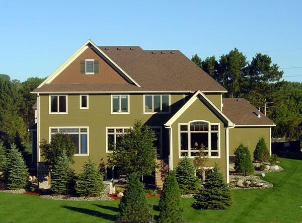 Cottage, European Plan with 3701 Sq. Ft., 4 Bedrooms, 4 Bathrooms, 4 Car Garage Rear Elevation