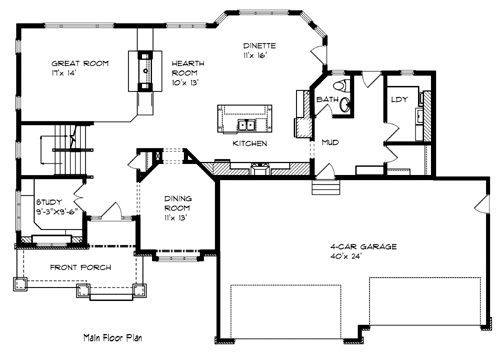 Cottage Craftsman Level One of Plan 57555