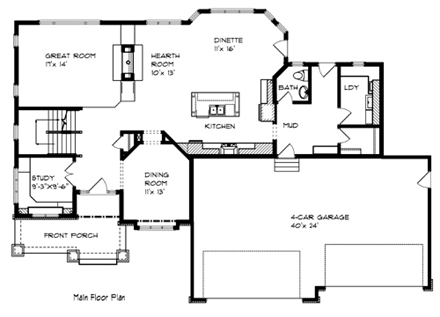 House Plan 57555 First Level Plan