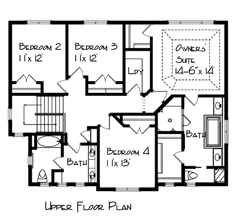 Cottage Craftsman Level Two of Plan 57555