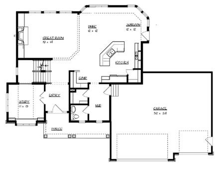 House Plan 57559 First Level Plan