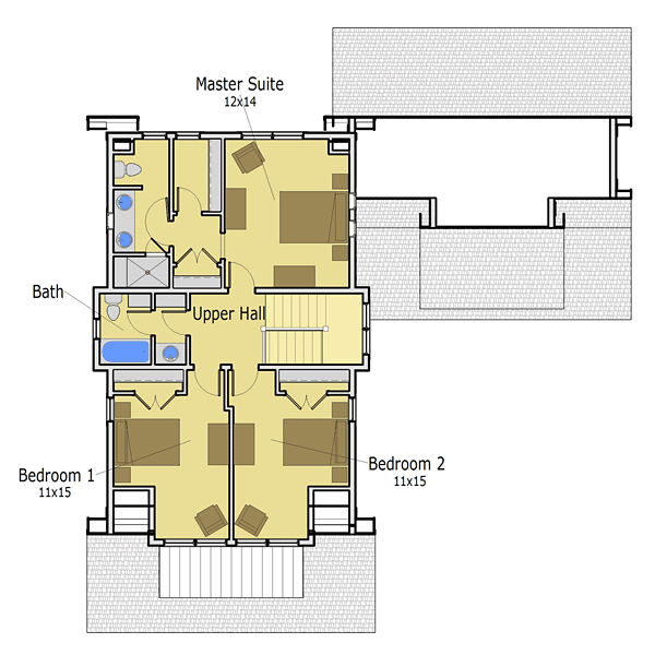 Bungalow Cape Cod Cottage Craftsman Farmhouse Traditional Level Two of Plan 57600