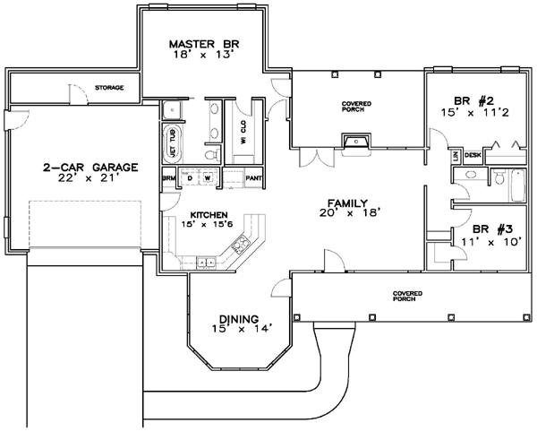 Contemporary Southern Level One of Plan 57700