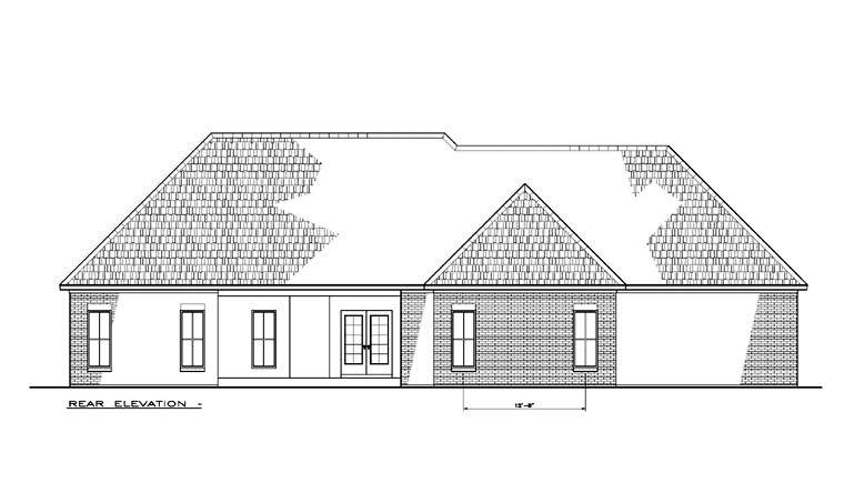 Contemporary Southern Rear Elevation of Plan 57701