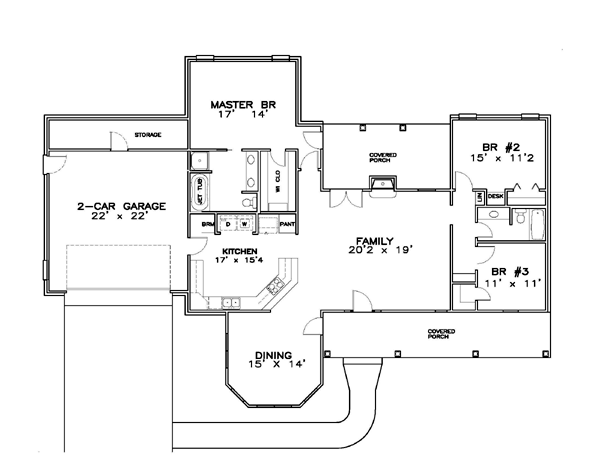 Contemporary Southern Level One of Plan 57705