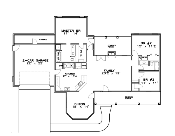 Contemporary Southern Level One of Plan 57707