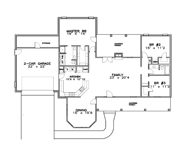 Contemporary Southern Level One of Plan 57711