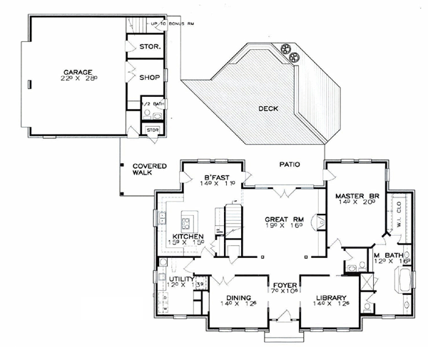 Colonial Southern Traditional Level One of Plan 57712