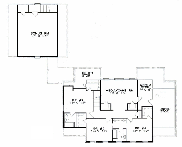 Colonial Southern Traditional Level Two of Plan 57712