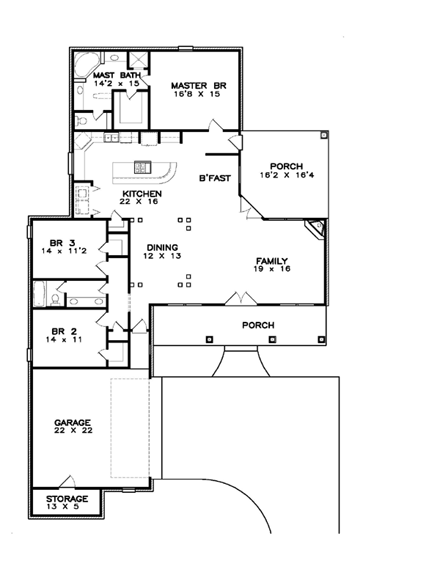 House Plan 57717 First Level Plan