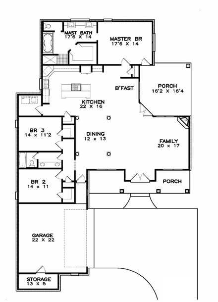 House Plan 57721 First Level Plan