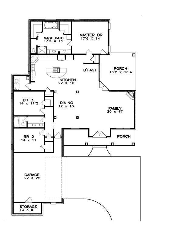Contemporary Country Southern Level One of Plan 57725
