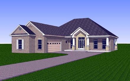 Contemporary Country Southern Elevation of Plan 57725