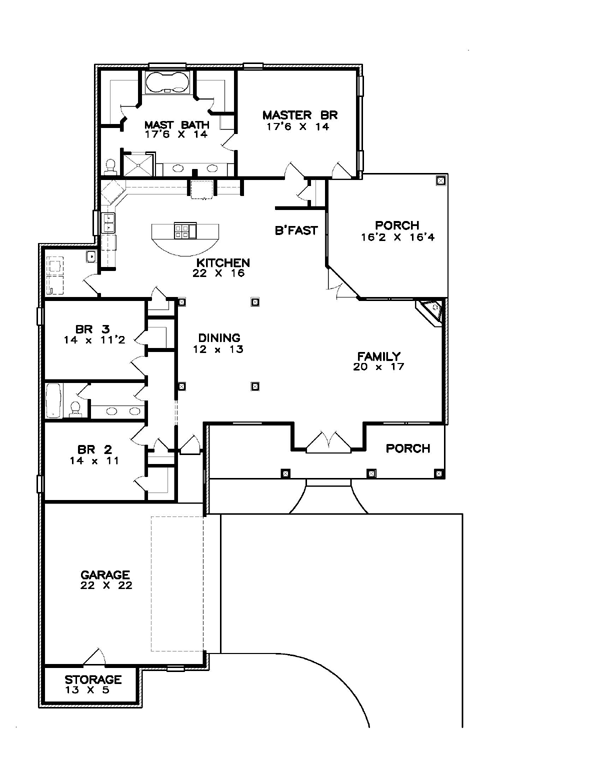 Contemporary Country Southern Level One of Plan 57726